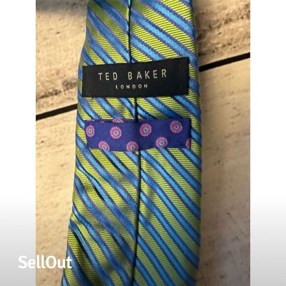 Ted Baker London Men's Blue Striped Silk Necktie - Picture 3 of 5